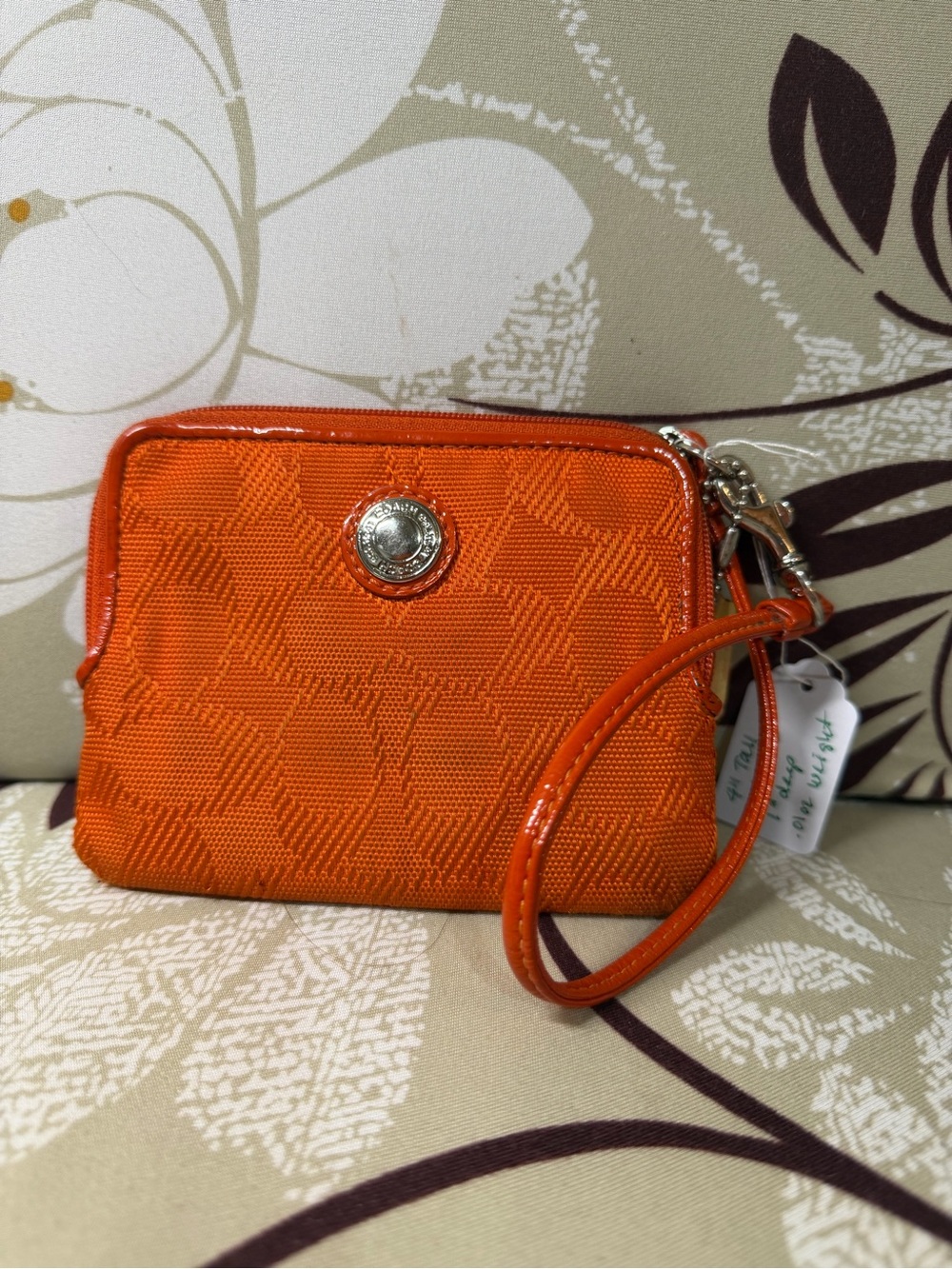 Coach Orange Signature Small Wristlet